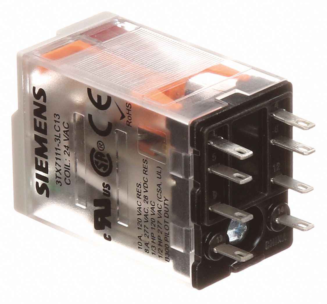 SIEMENS Plug In Relay, 24V AC Coil Volts, 12A 120V AC Contact Rating