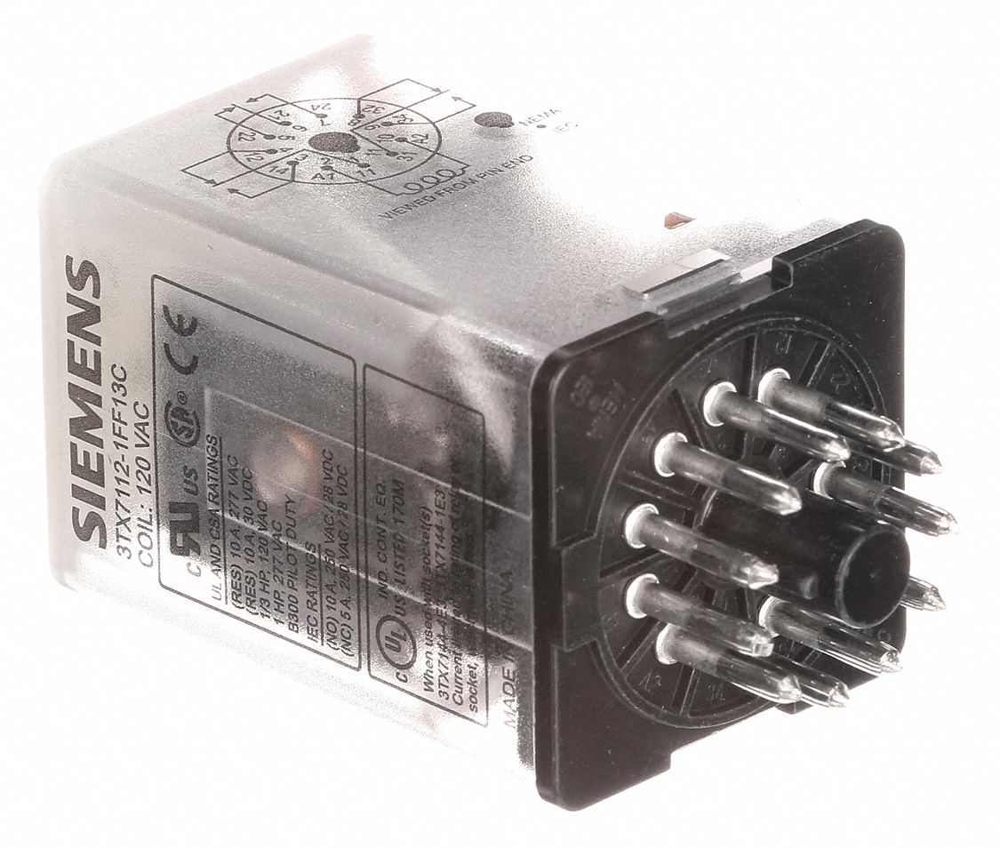 SIEMENS, Socket Mounted, 10 A Current Rating, Plug-In Relay - 56JX35 ...