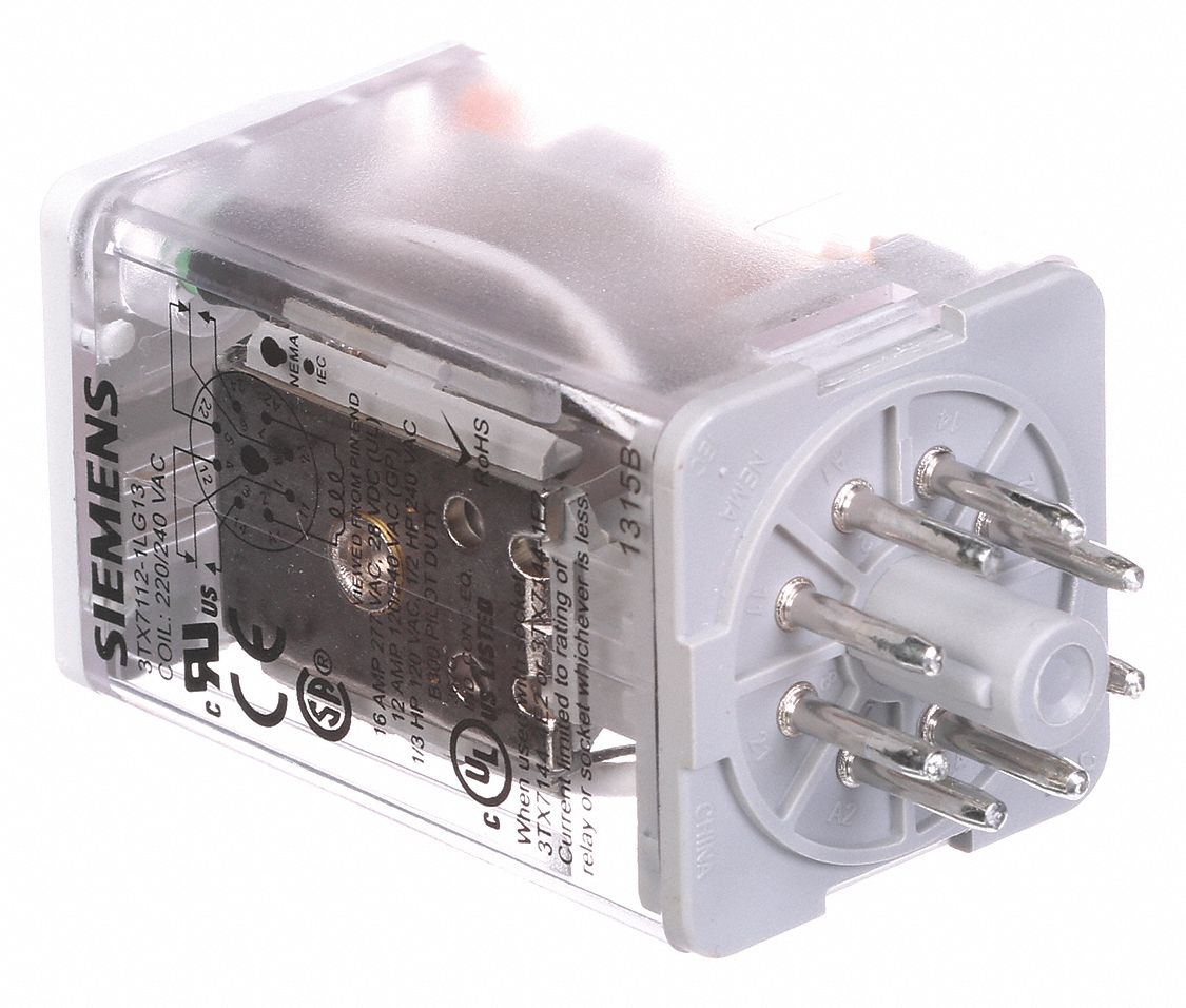 SIEMENS, 8 Pins Relay, DPDT, Plug In Relay 56JX383TX71121LG13