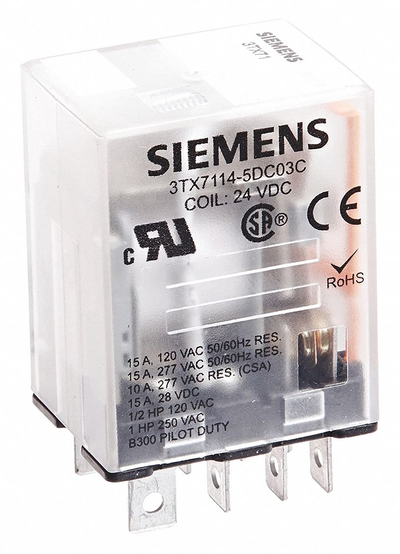 SIEMENS Plug In Relay, 24V DC Coil Volts, 12A 277V, 15A 120V AC