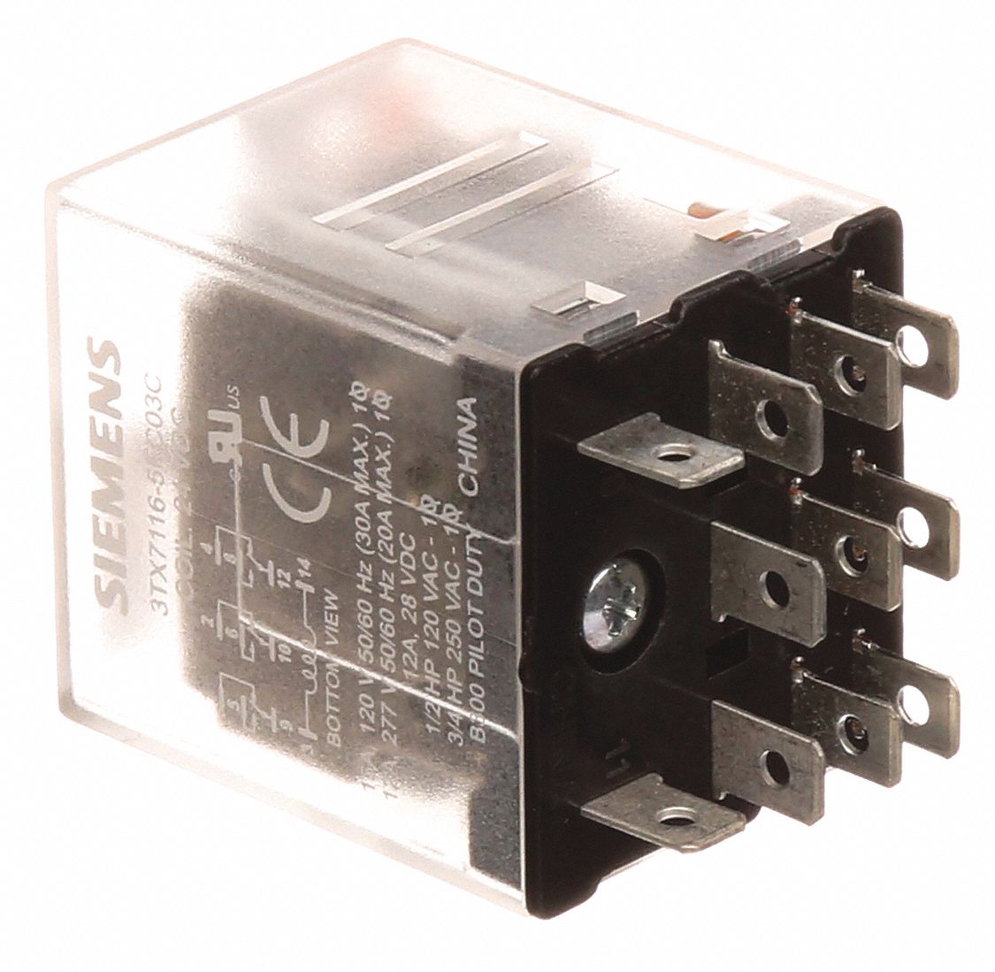 SIEMENS Plug In Relay 11 Pins Relay, 3PDT, 10A 120/277V, 10A 24V