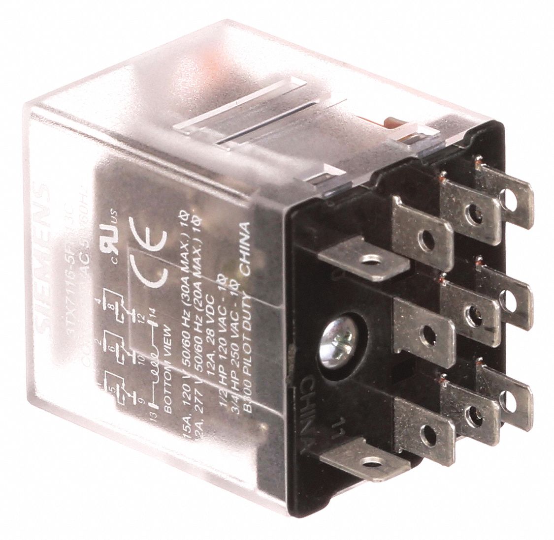 SIEMENS Plug In Relay, 24V DC Coil Volts, 15A 120V AC Contact Rating