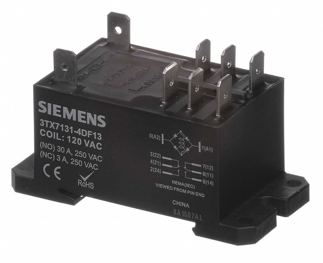 230VAC Coil Voltage DPST-NO Contacts 30A Contact Rating Siemens 3TX7131-4CH13 Basic Plug In Enclosed Power Relay 