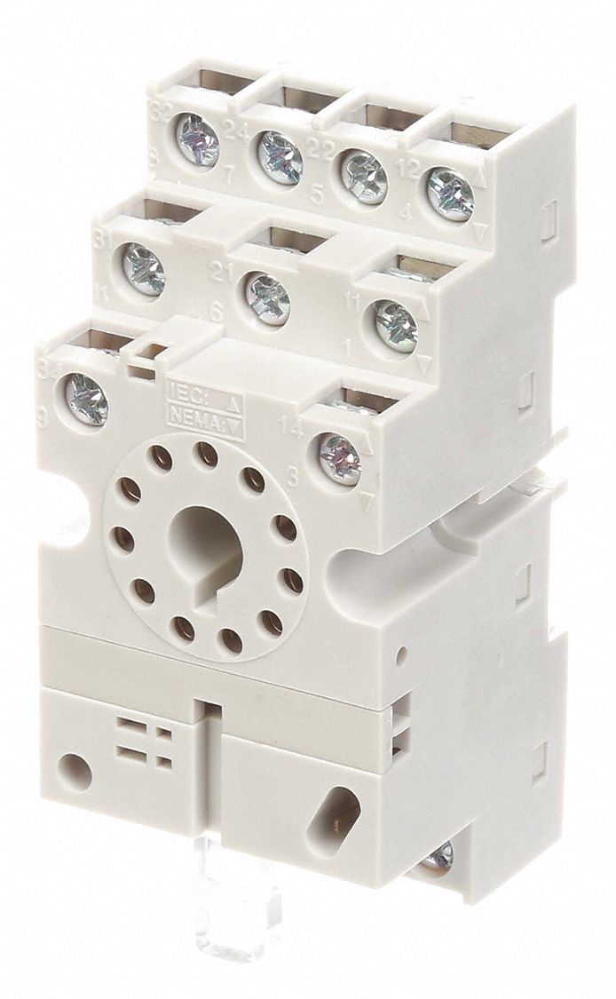 Relay Socket,  Screw Clamp,  White