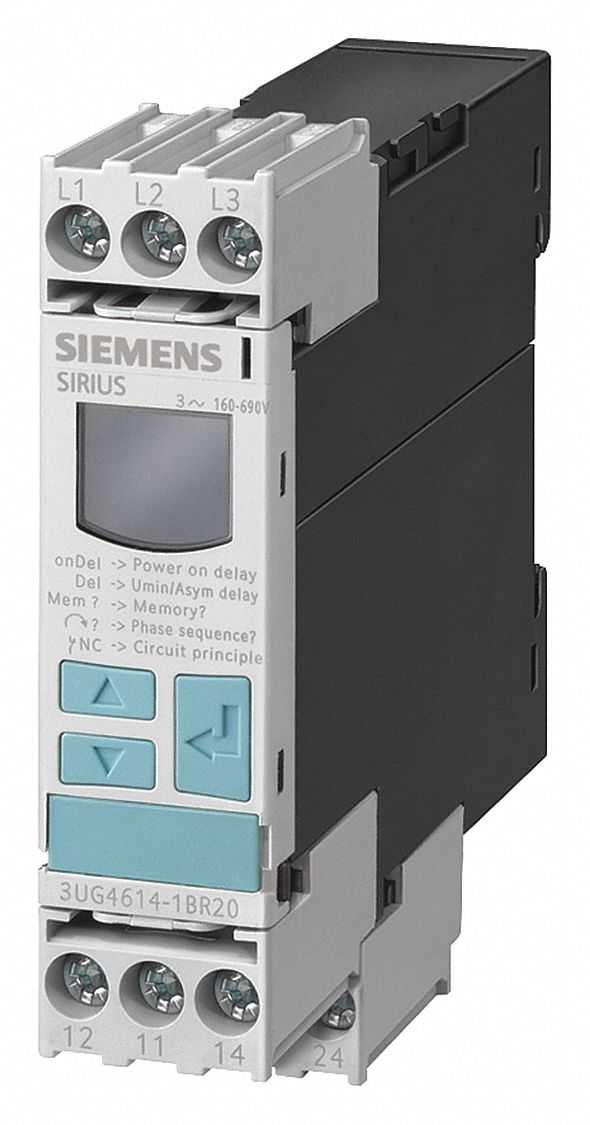 SIEMENS Phase Monitor Relay, 90 to 400 V AC, 0.10A 250V, 0.20A 125V