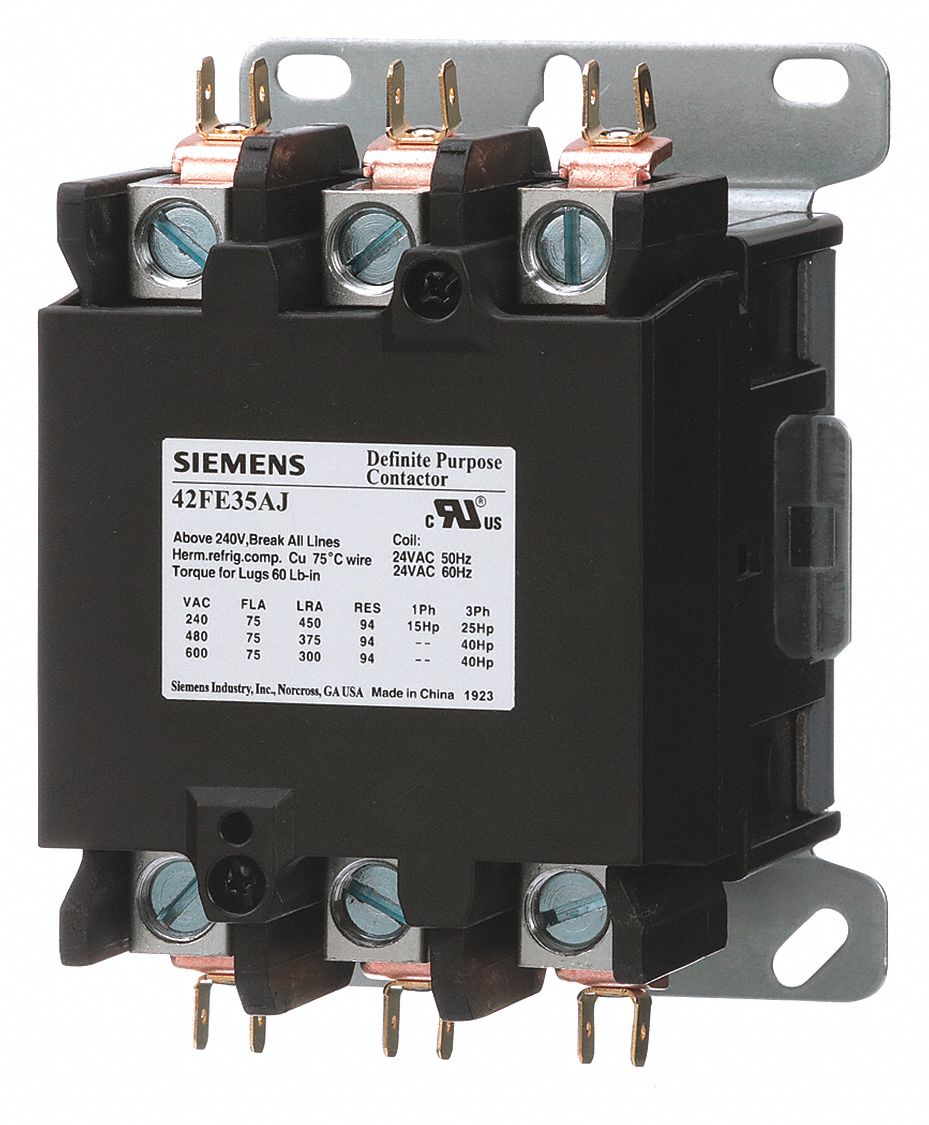 Siemens Definite Purpose Contactor 3 Pole 24VAC 42BF35AJ 