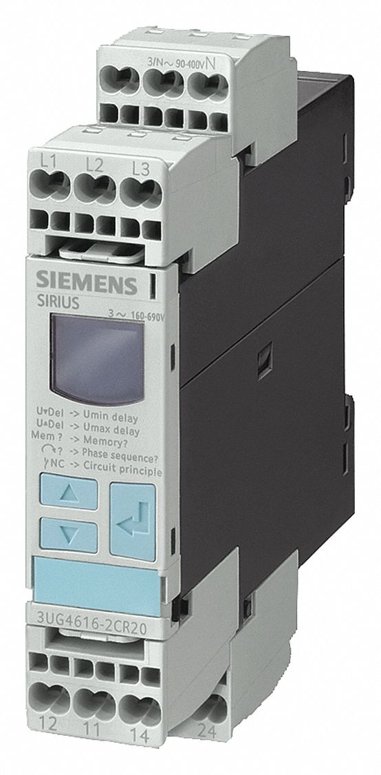 SIEMENS Phase Monitor Relay, 320 to 500V AC, 0.10A 250V, 0.20A 125V, 1.00A 24V, 6 56JZ85