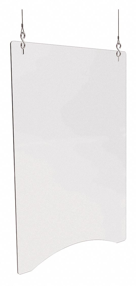 Hanging Sneeze Guard: 23 3/4 in Overall Wd, 1/8 in Thick, Polycarbonate