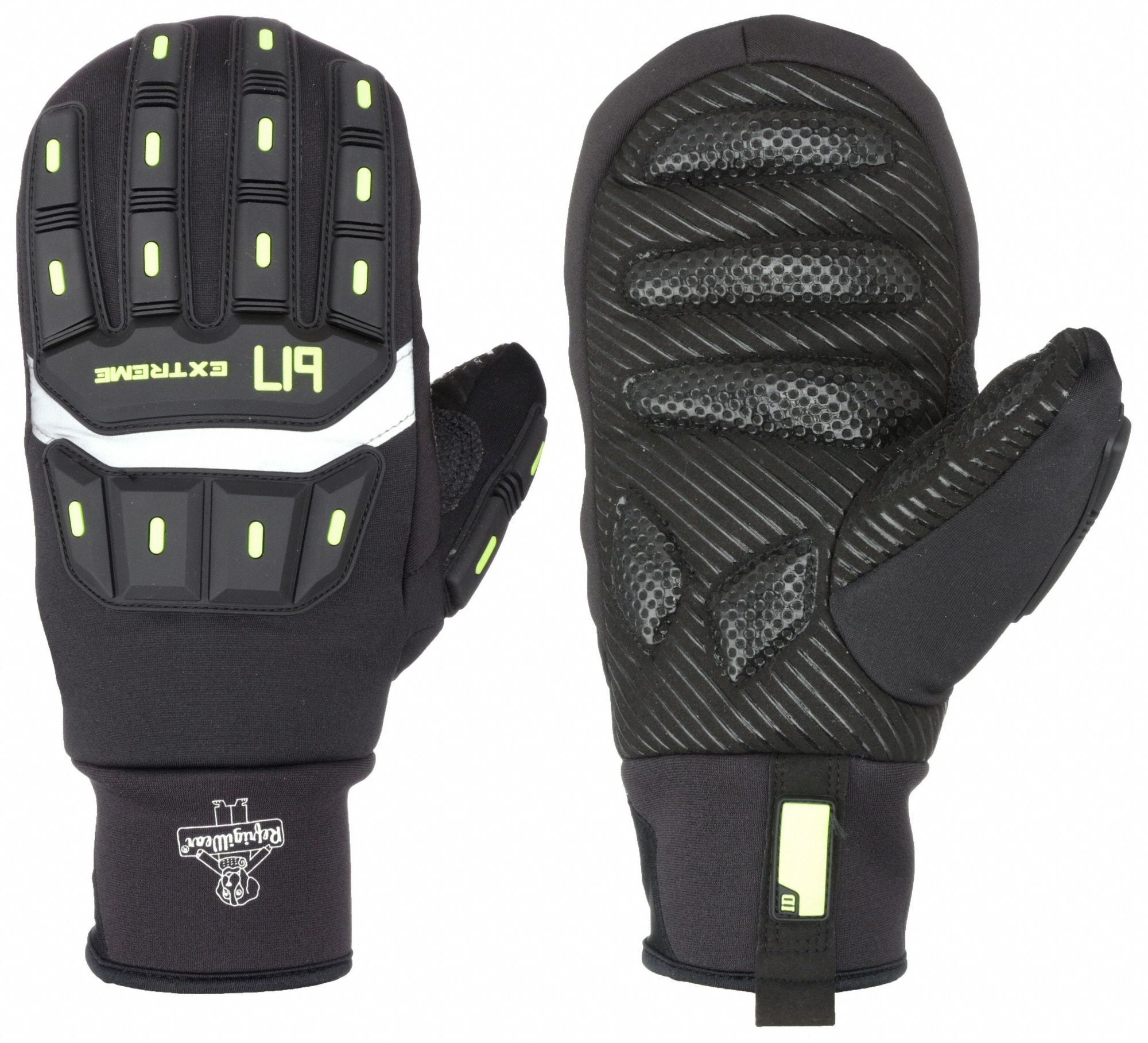Mechanics Gloves: L ( 9 ), -30°F Min Temp, Synthetic Leather with Silicone Grip, 1 PR