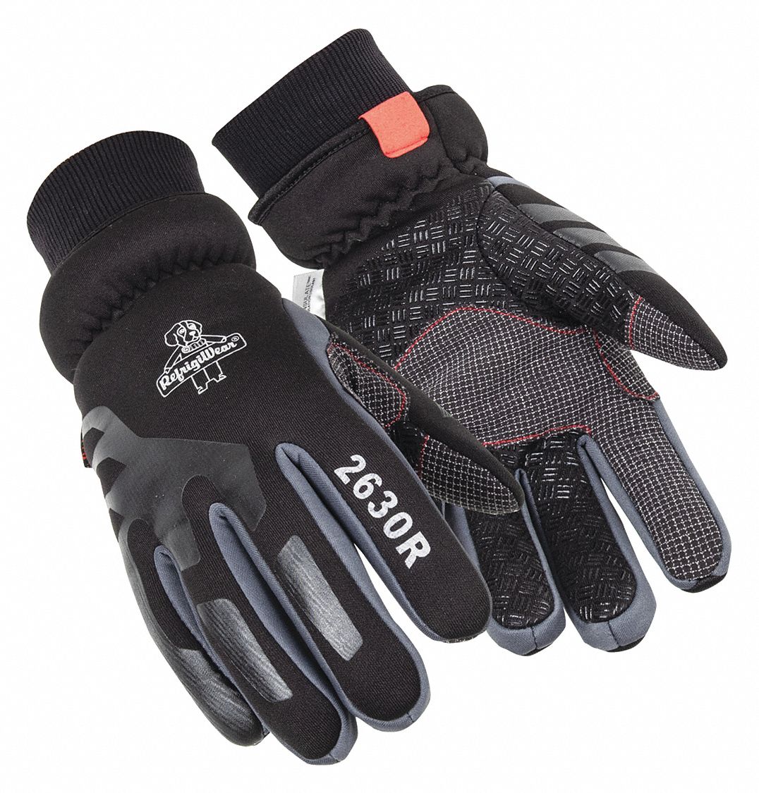 Mechanics Gloves: L ( 9 ), -20°F Min Temp, Polyester with Silicone Grip, Knit Cuff, 1 PR
