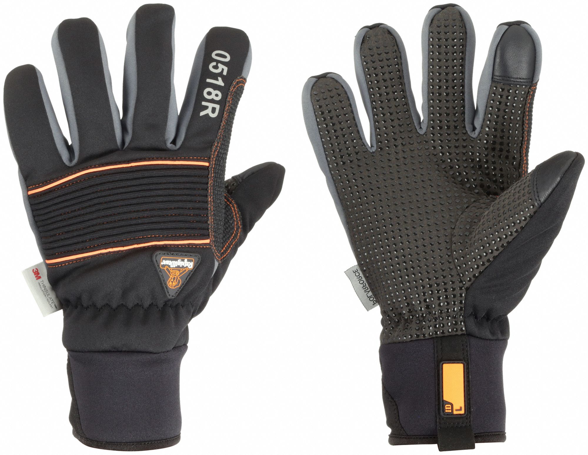 Mechanics Gloves: L ( 9 ), -30°F Min Temp, Synthetic Leather with Silicone Grip, 1 PR