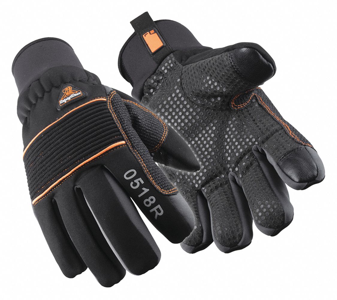 Mechanics Gloves: M ( 8 ), -30°F Min Temp, Synthetic Leather with Silicone Grip, 1 PR