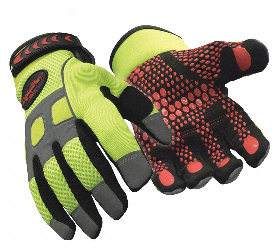 Mechanics Gloves: S ( 7 ), -10°F Min Temp, Synthetic Leather with Silicone Grip, 1 PR