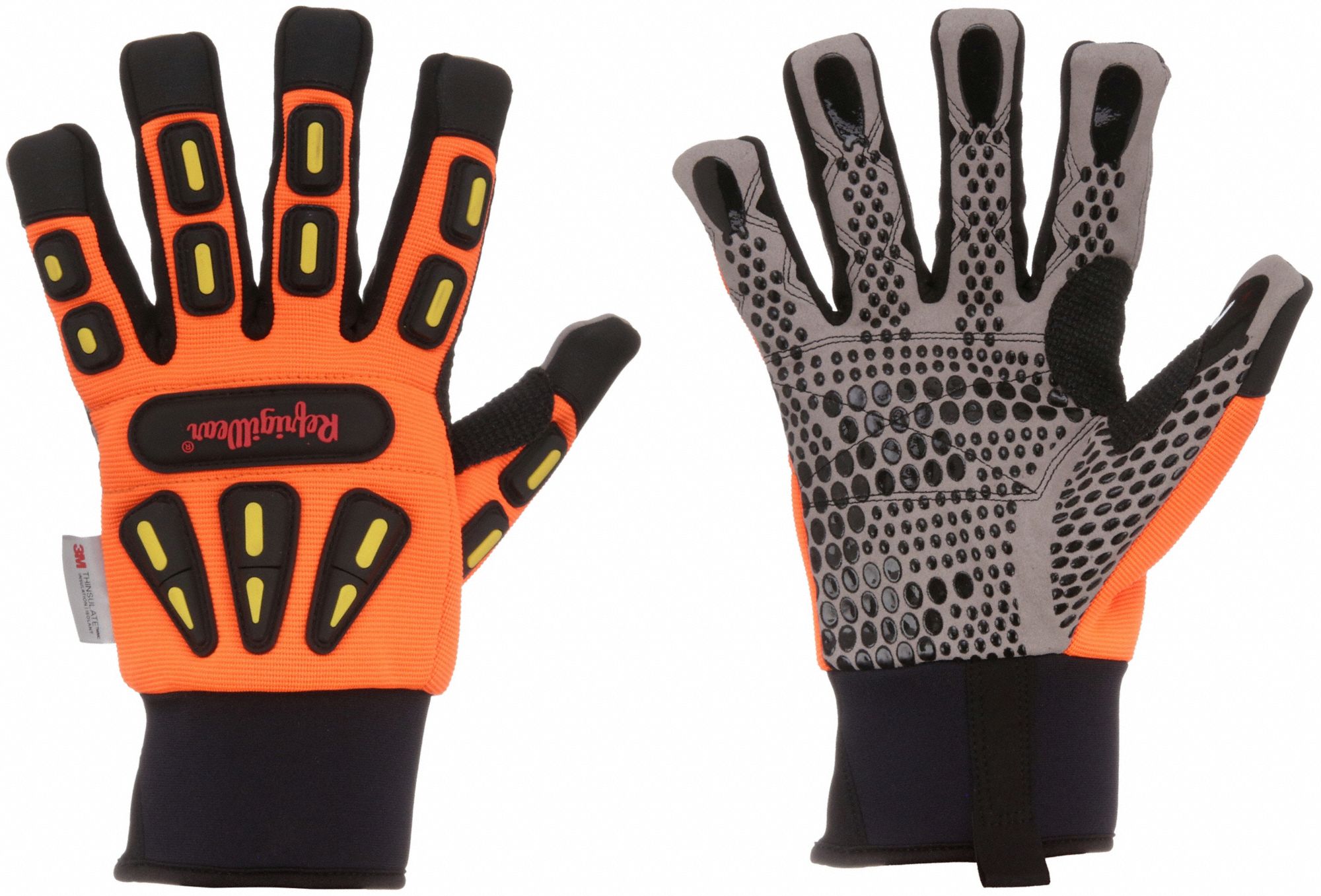 Mechanics Gloves: L ( 9 ), -20°F Min Temp, Synthetic Leather with Silicone Grip, 1 PR