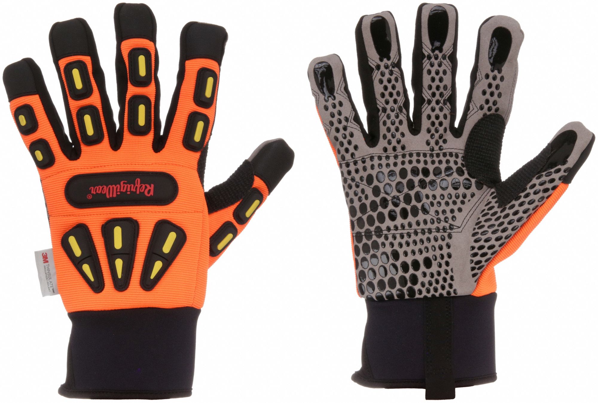 Mechanics Gloves: 2XL ( 11 ), -20°F Min Temp, Synthetic Leather with Silicone Grip, 1 PR