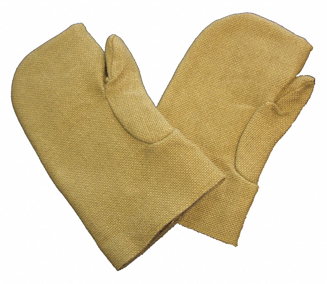 Knit Gloves: Universal, Mitt Hand Protection, 1,500°F Max Temp, ZetexPlus, Tan, 1 PR