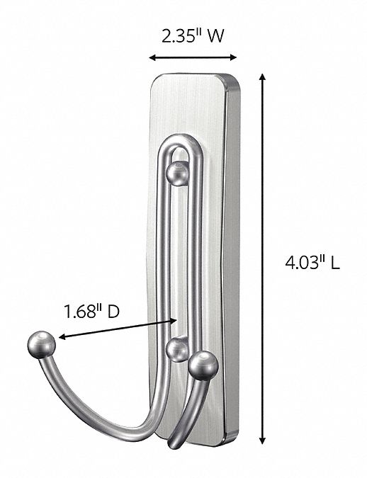 COMMAND, 1 Hooks, Metal, Double Point Hook - 56KE53|17036BN-ES - Grainger