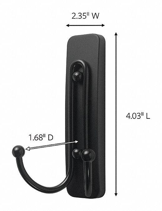 COMMAND Double Point Hook 1 Hooks, Metal, Matte, 4 lb Working Load Limit, 4 in Hook Ht 56KE56