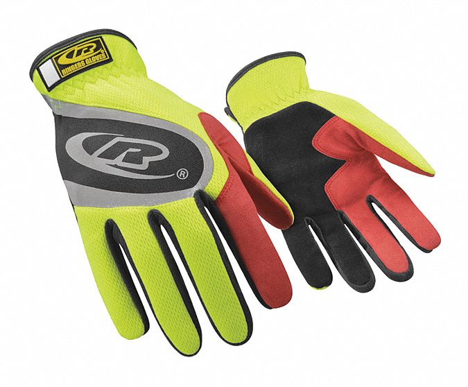 Mechanics Gloves: 3XL ( 13 ), Mechanics Glove, Full Finger, Synthetic Leather, 1 PR