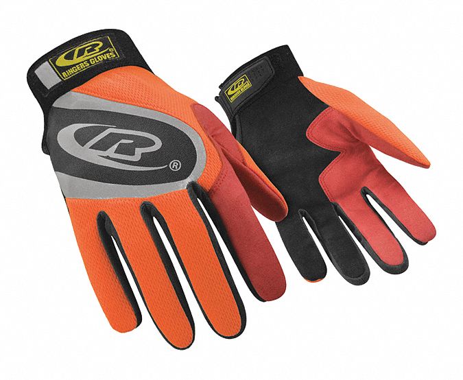 Mechanics Gloves: 3XL ( 13 ), Mechanics Glove, Full Finger, Synthetic Leather, 1 PR