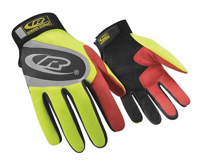Mechanics Gloves: 3XL ( 13 ), Mechanics Glove, Full Finger, Synthetic Leather, 1 PR