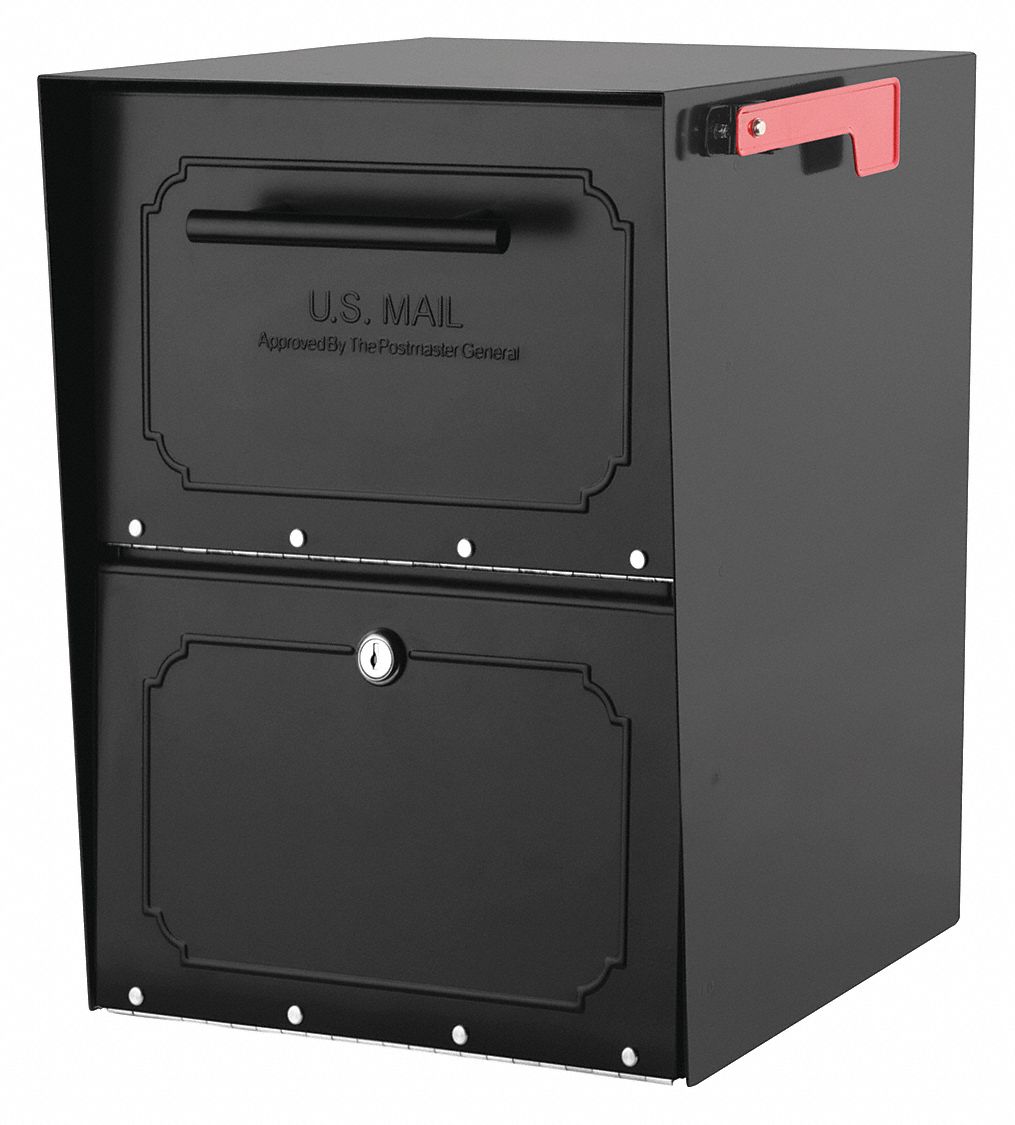 Mailbox: Locking, 1 Doors, Black, Front, Surface/Post, Powder Coated