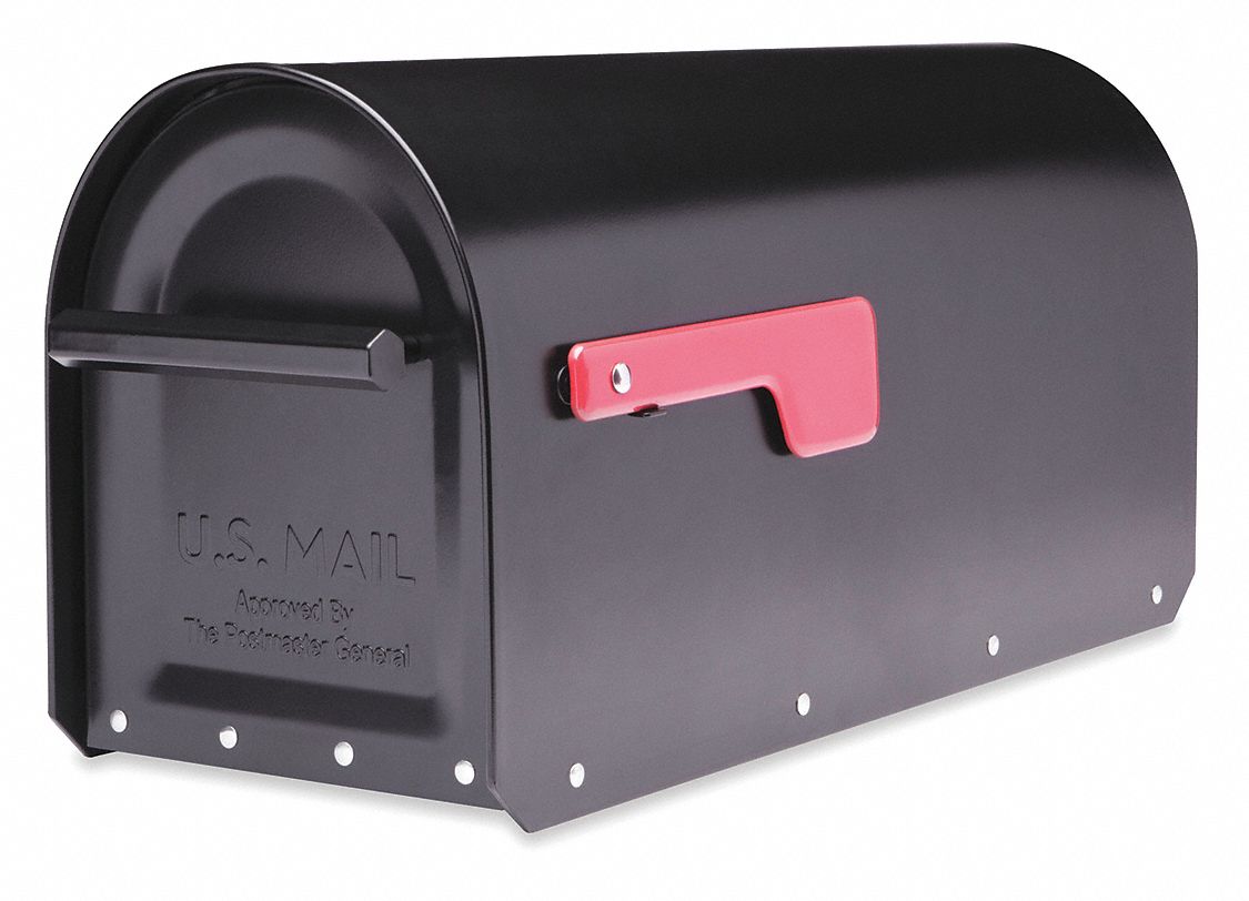Mailbox: Heavy Duty, 1 Doors, Black, Front, Surface/Post, Powder Coated