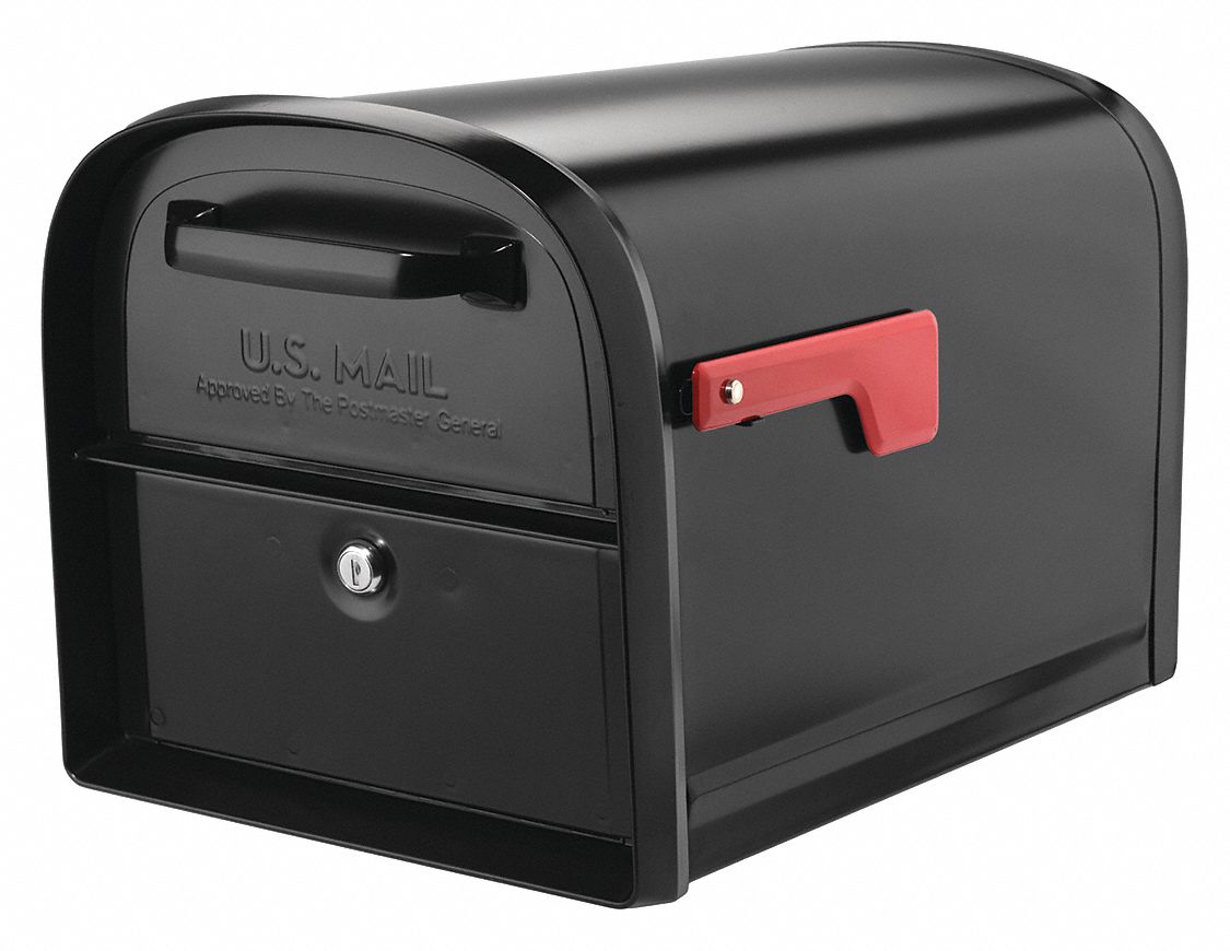 Mailbox: Locking, 2 Doors, Black, Front, Surface/Post, Powder Coated