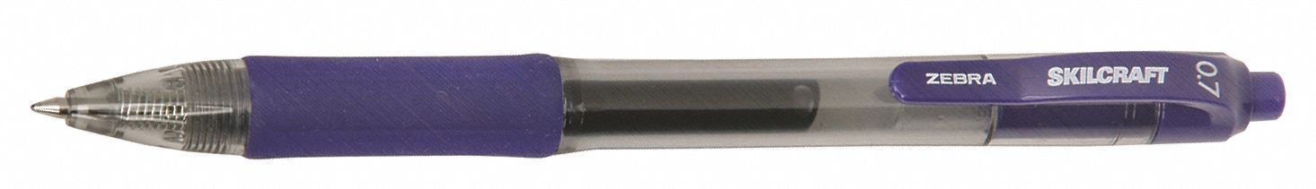 Pen Set: Skilcraft® Zebra®, Blue, 0.7 mm, Retractable, Blue, Plastic, Medium, 12 PK