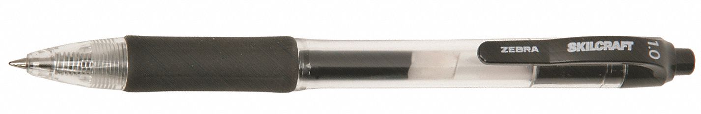 Pen Set: Skilcraft® Zebra®, Black, 1 mm, Retractable, Black, Plastic, Bold, Bold, 12 PK