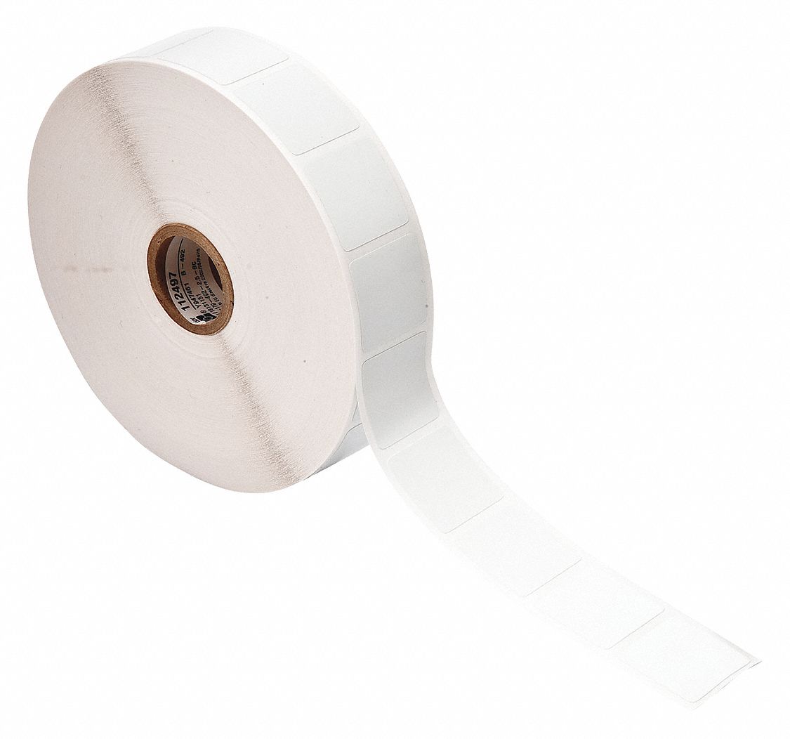 Pre-Cut Label Stock Roll: Square, 1 in x 1 in, 1 in x 1 in, Cryogenic Polyester, White, 2, 500 Labels