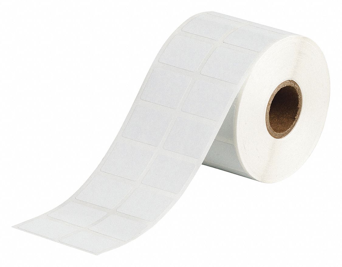 Pre-Cut Label Stock Roll: Rectangle, 3/4 in x 1 in, 1 in x 3/4 in, Cryogenic Polyester, White
