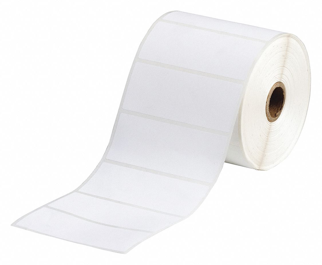 Pre-Cut Label Stock Roll: Rectangle, 1 1/2 in x 3 3/4 in, 3 3/4 in x 1 1/2 in, White, 1, 500 Labels