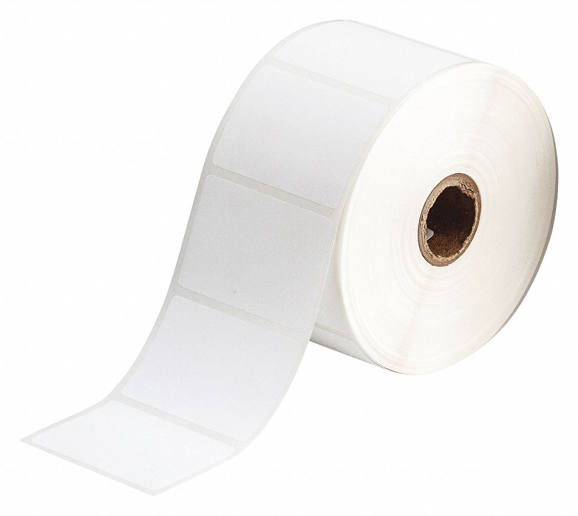 Pre-Cut Label Stock Roll: Rectangle, 1 1/2 in x 2 3/16 in, 2 13/64 in x 1 1/2 in, White