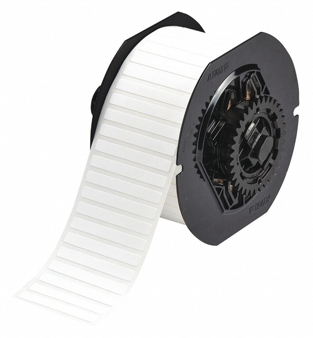 Pre-Cut Label Stock Roll: 1/4 in x 2 in, Polypropylene, Autoclavable/Cryogenic, White (Matte)