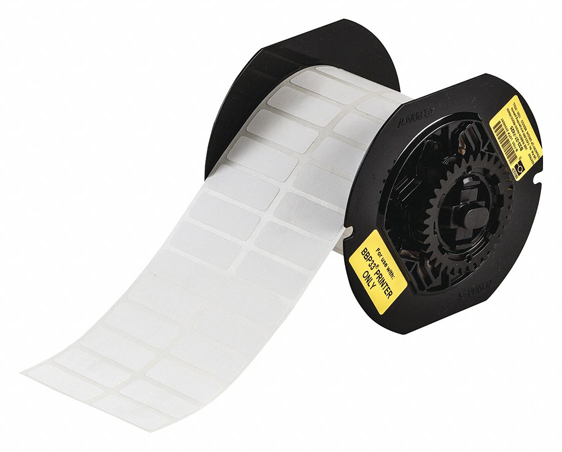 Pre-Cut Label Stock Roll: Rectangle, 1/2 in x 1 1/2 in, 1 1/2 in x 1/2 in, White, -112°F to 158°F