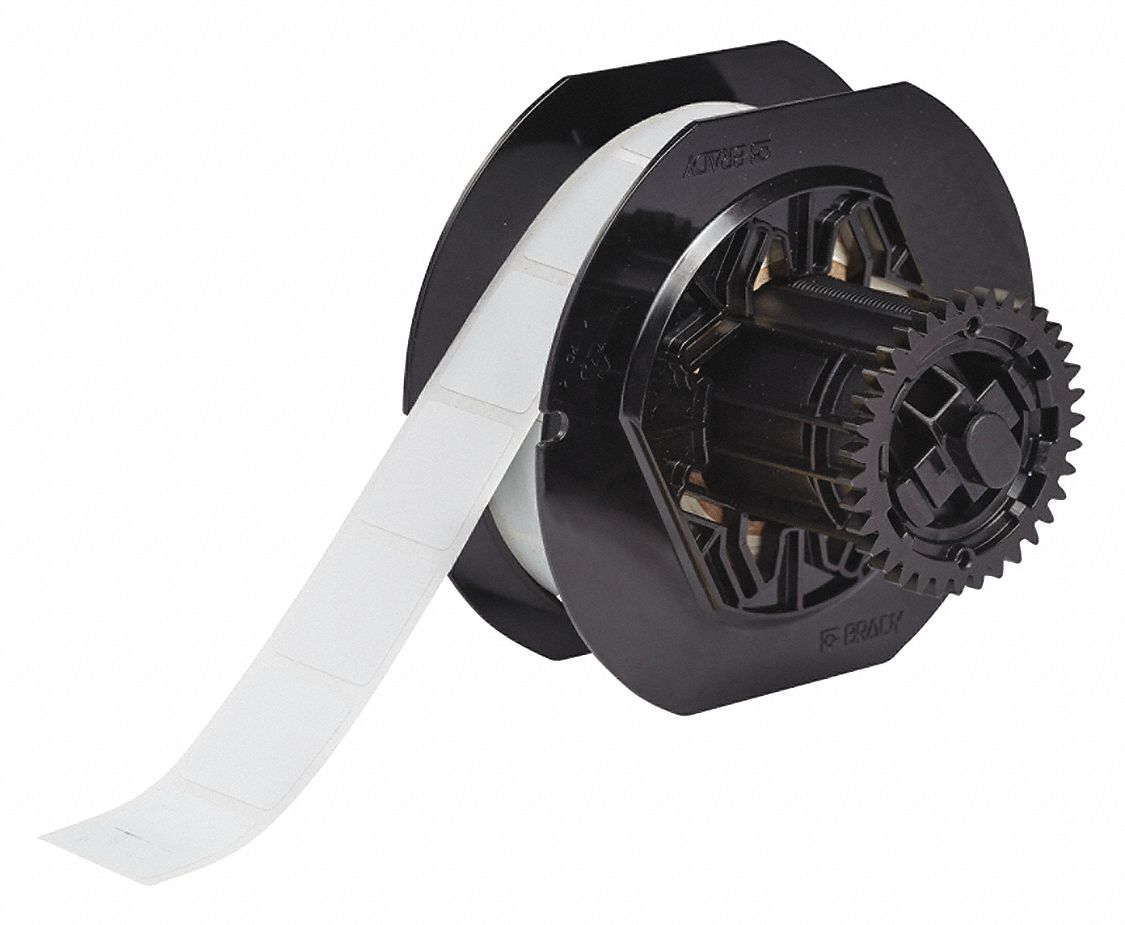 Pre-Cut Label Stock Roll: Rectangle, 1 in x 1 in, 1 in x 1 in, Cryogenic Autoclavable Polypropylene