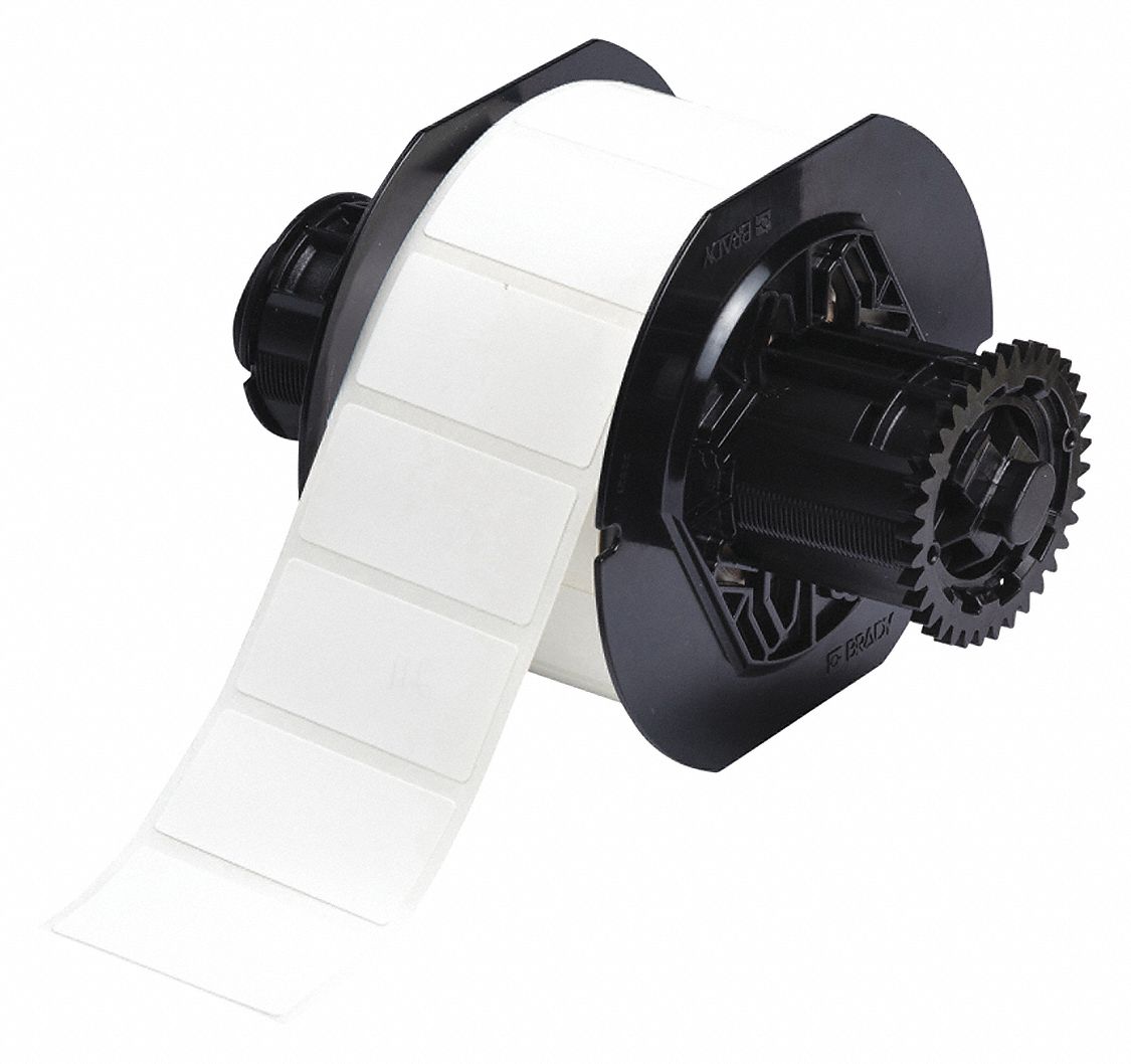 Pre-Cut Label Stock Roll: Rectangle, 1 in x 2 in, 2 in x 1 in, Cryogenic Autoclavable Polypropylene