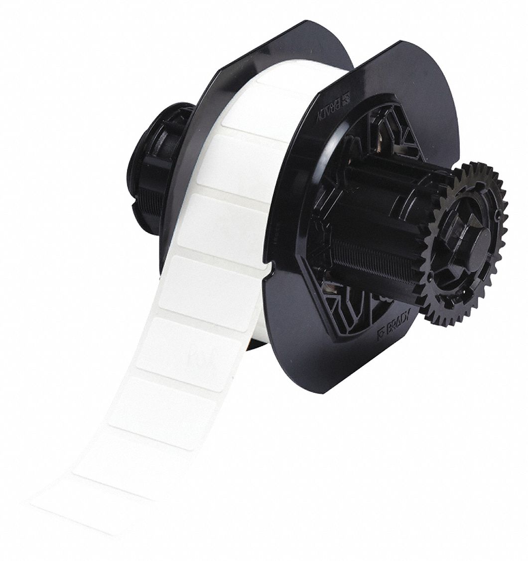 Pre-Cut Label Stock Roll: Rectangle, 3/4 in x 1 1/2 in, 1 1/2 in x 3/4 in, White, -112°F to 158°F