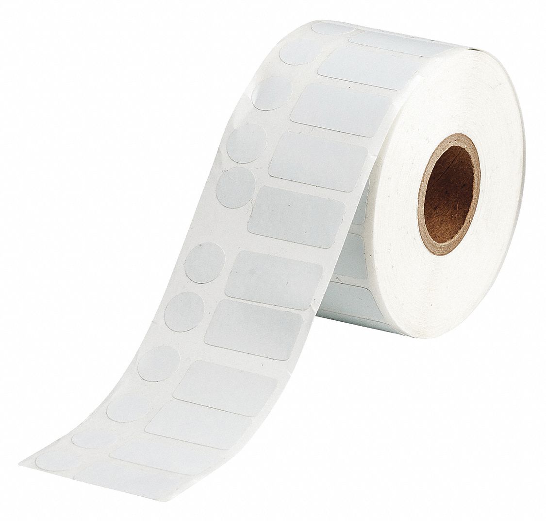 BRADY Precut Label Roll Rectangle/Circle, 1/2 in x 1 in, 1 3/4 in