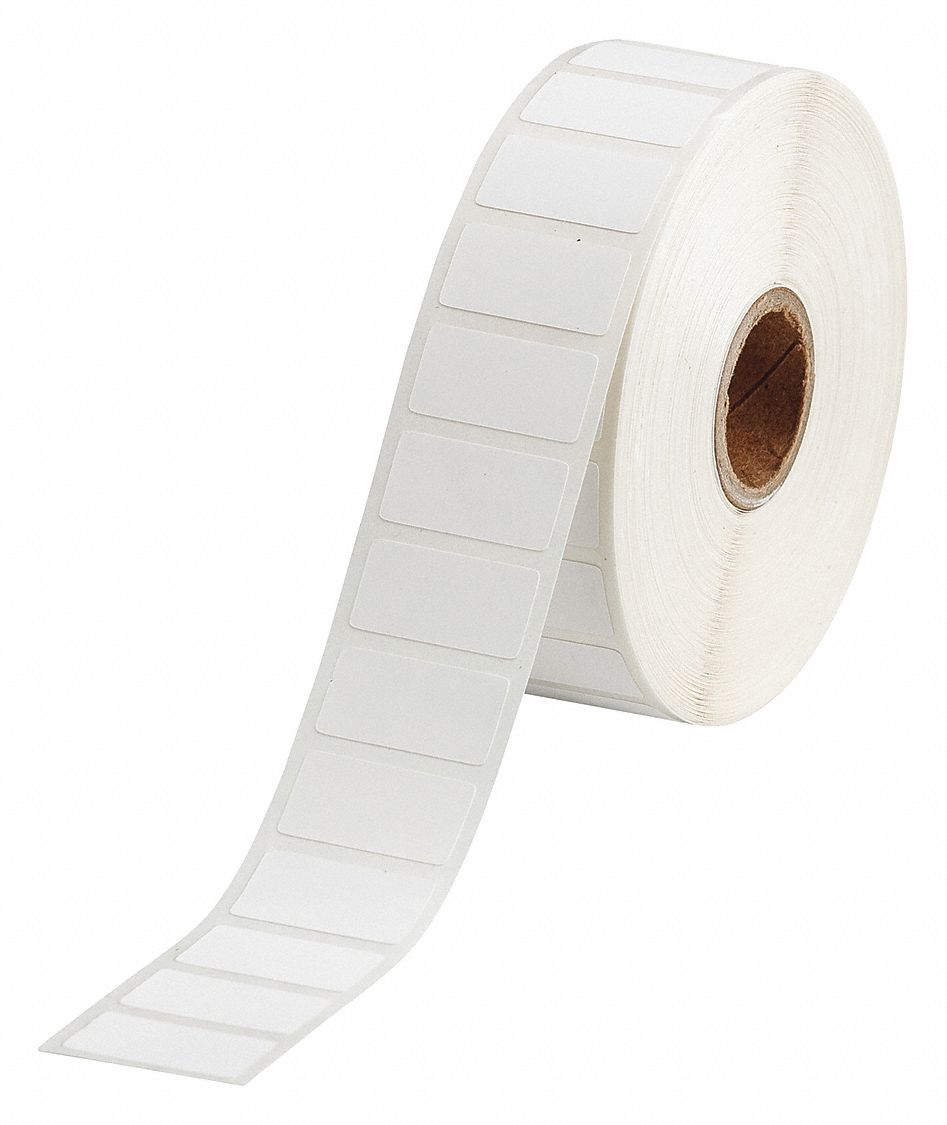 Pre-Cut Label Stock Roll: Rectangle, 1/2 in x 1 in, 1 in x 1/2 in, White, 8.0 mL Vial/Tube Size