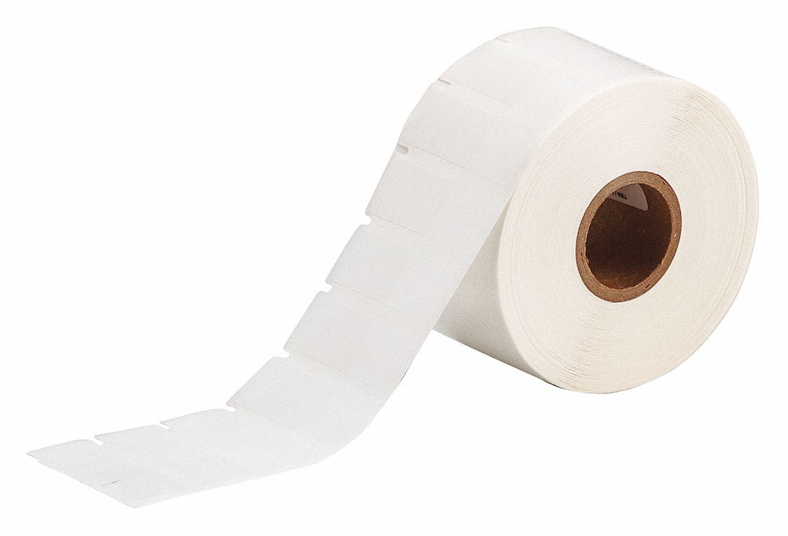 Pre-Cut Label Stock Roll: Rectangle, 1 5/8 in x 5/8 in, 1 5/8 in x 19/32 in, White, -320°F to 230°F