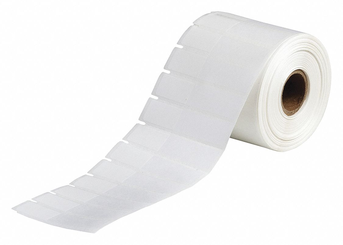 Pre-Cut Label Stock Roll: Rectangle, 2 5/8 in x 5/8 in, 2 5/8 in x 19/32 in, White, -320°F to 230°F