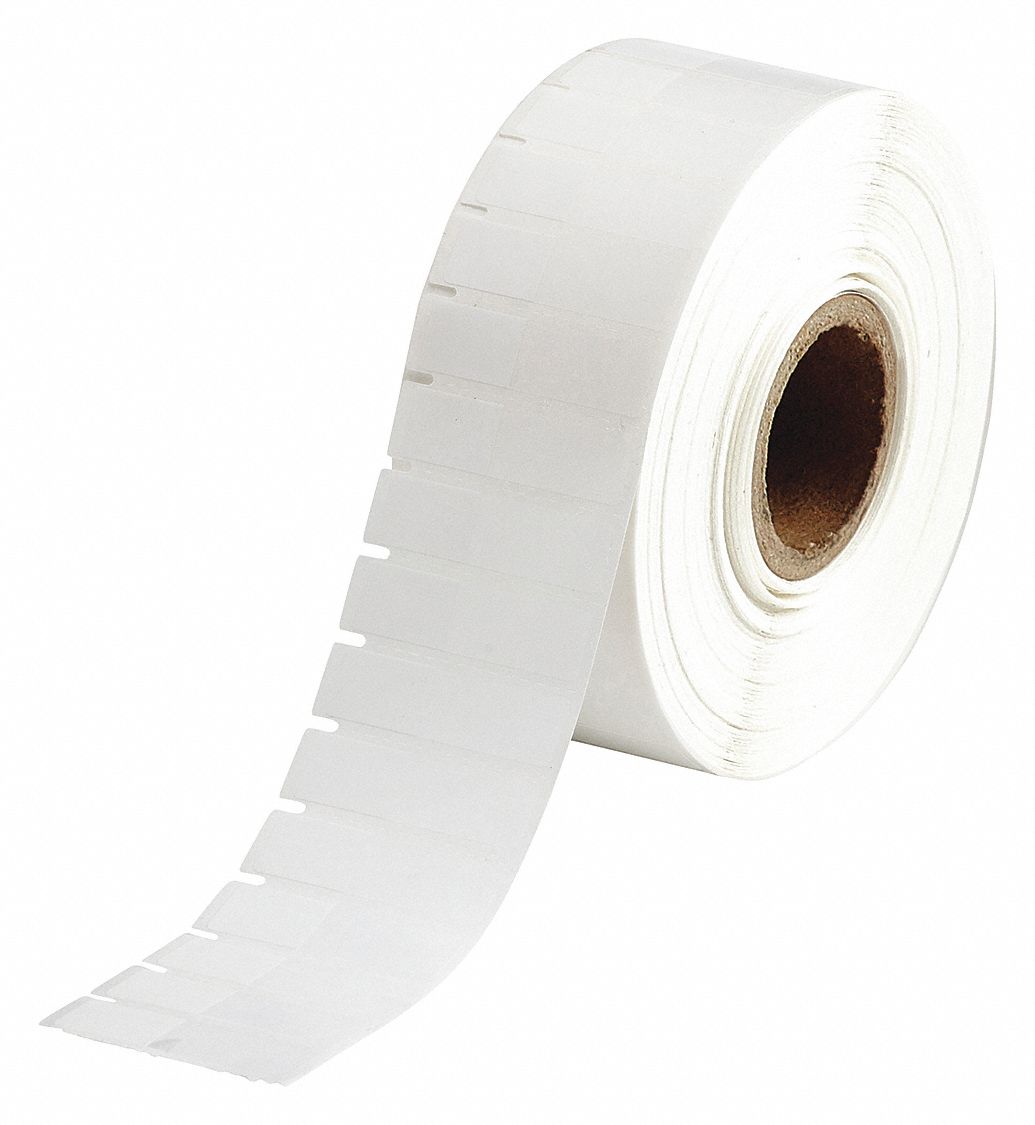 Pre-Cut Label Stock Roll: Rectangle, 1 3/4 in x 1/2 in, 1 51/64 in x 1/2 in, White, -320°F to 230°F