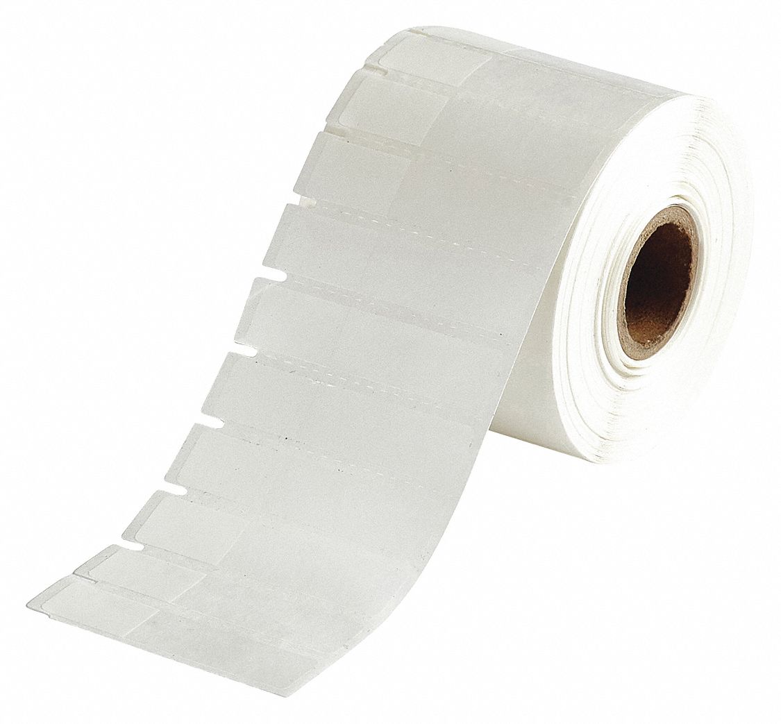 Pre-Cut Label Stock Roll: Rectangle, 2 3/16 in x 1/2 in, 2 13/64 in x 1/2 in, White, -320°F to 230°F