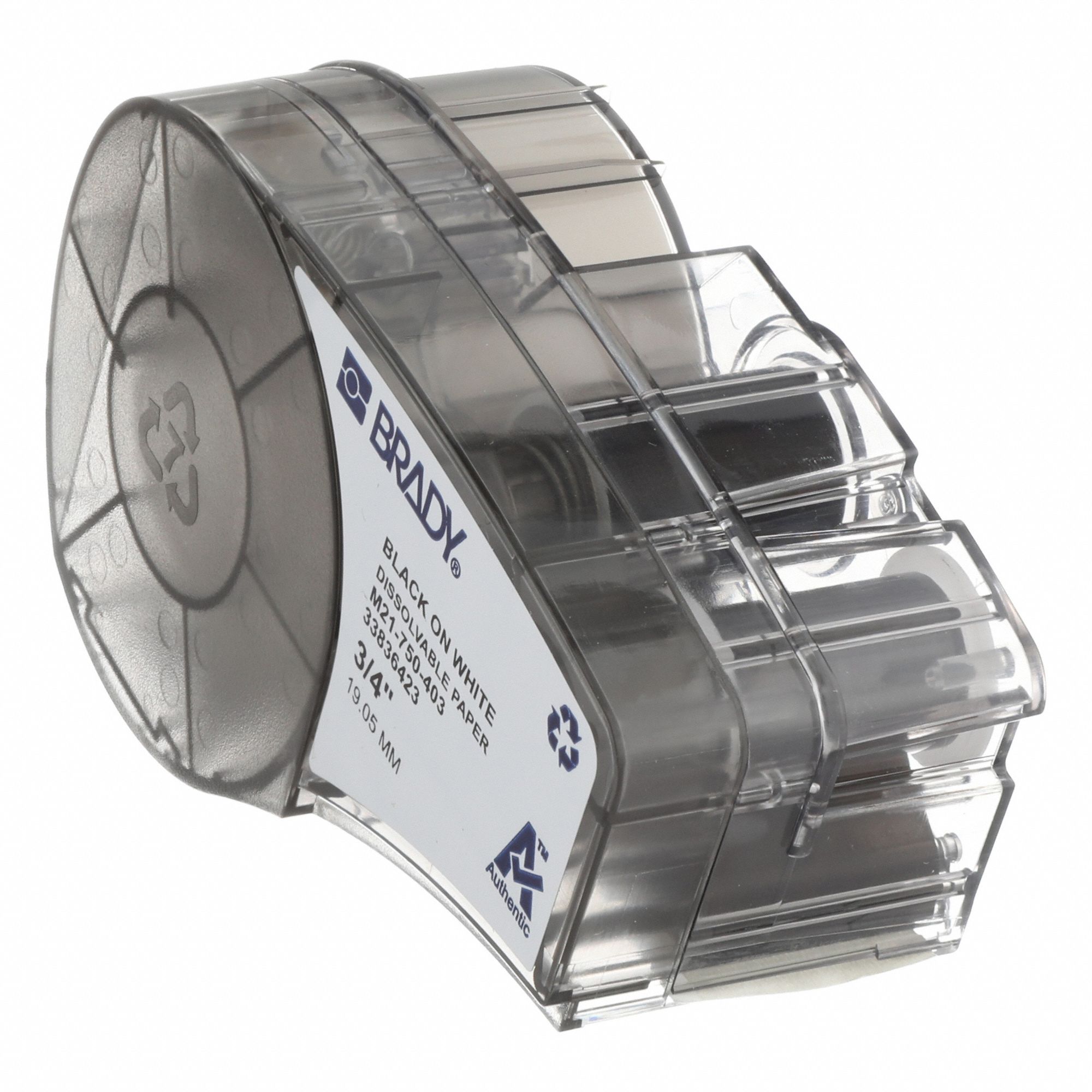 Combined Label and Ribbon Cartridge: 3/4 in x 21 ft, Paper, Autoclavable/Water Dissolvable