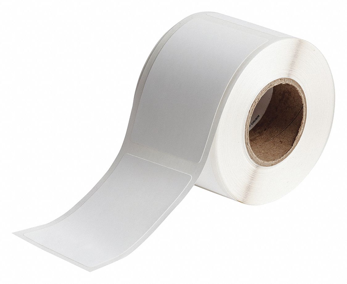 Pre-Cut Label Stock Roll: 3 3/8 in Label Ht, 2 11/64 in Label Wd, 3 11/32 in Roll Lg, White