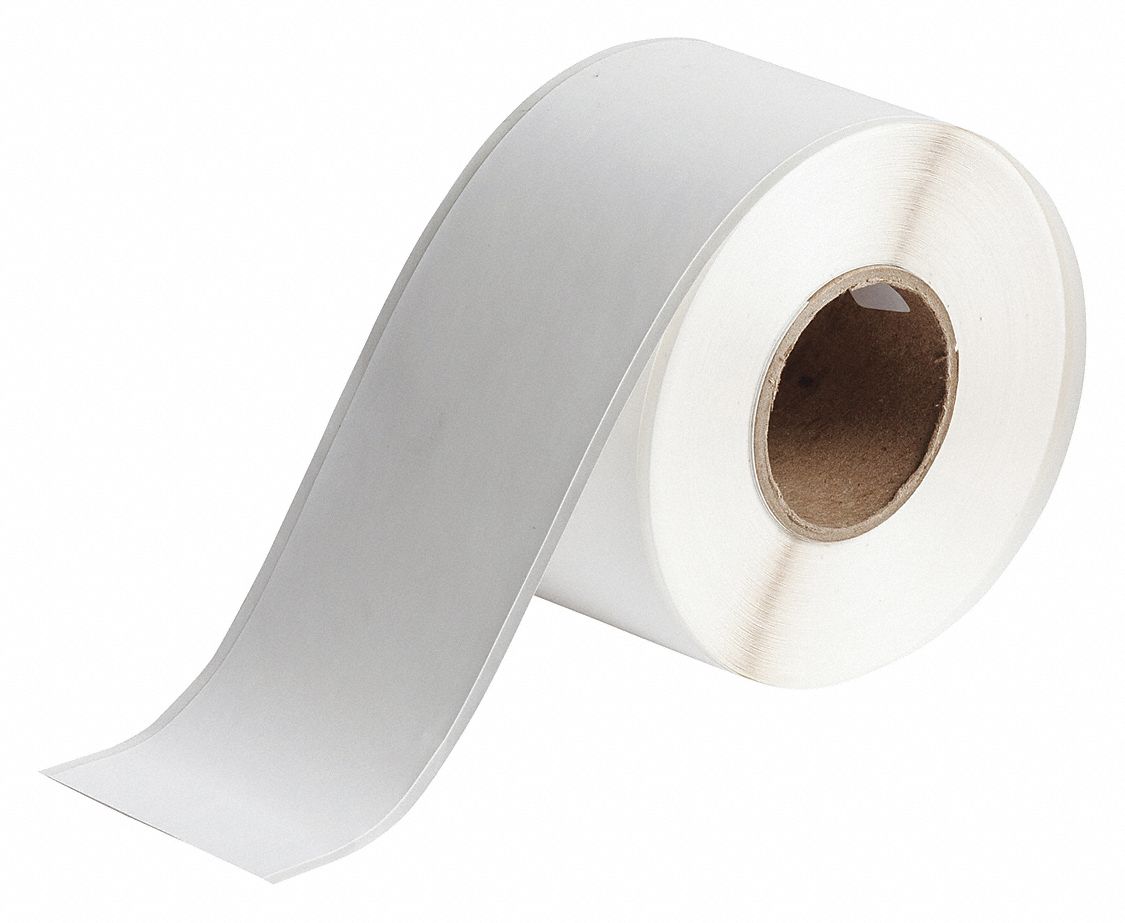 Continuous Label Stock: 2 1/4 in x 100 ft, Cryogenic Autoclavable Polypropylene, White