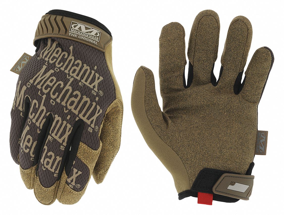 MECHANIX WEAR WORK GLOVES, HOOK-AND-LOOP CUFF, S, BROWN, TREKDRY