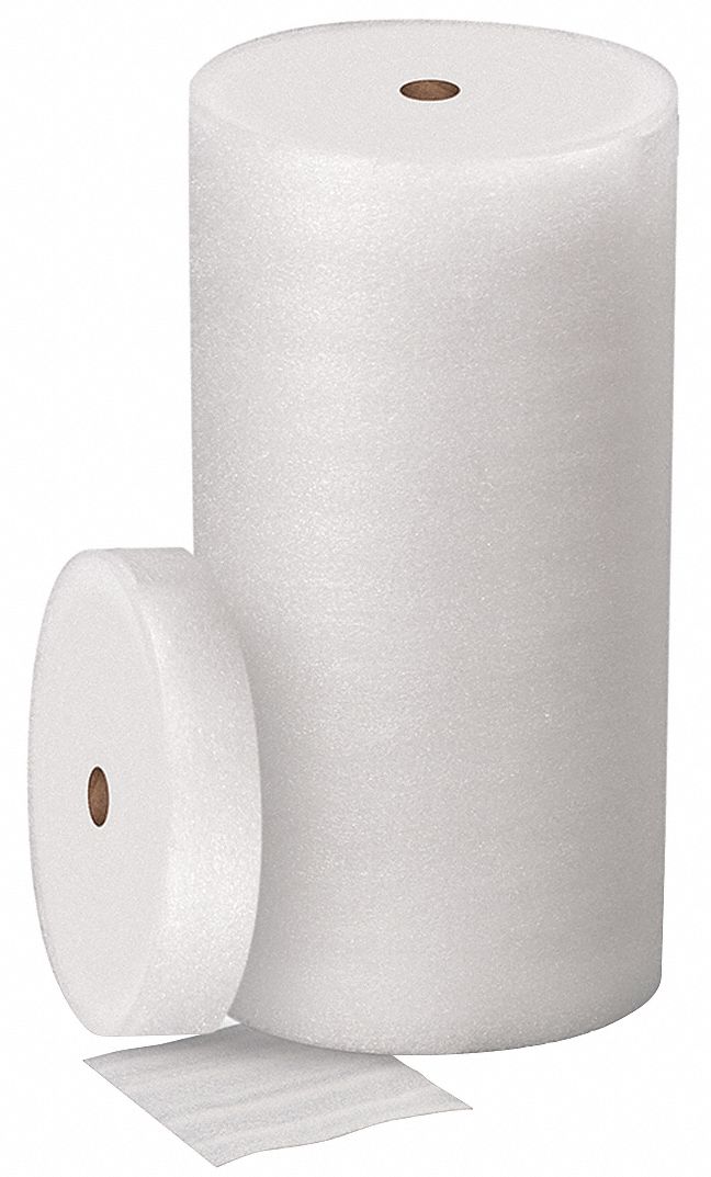 Packing Foam Roll: 1/16 in Foam Thick, 6 in Roll Wd, 1, 250 ft Roll Lg, White, Perforated